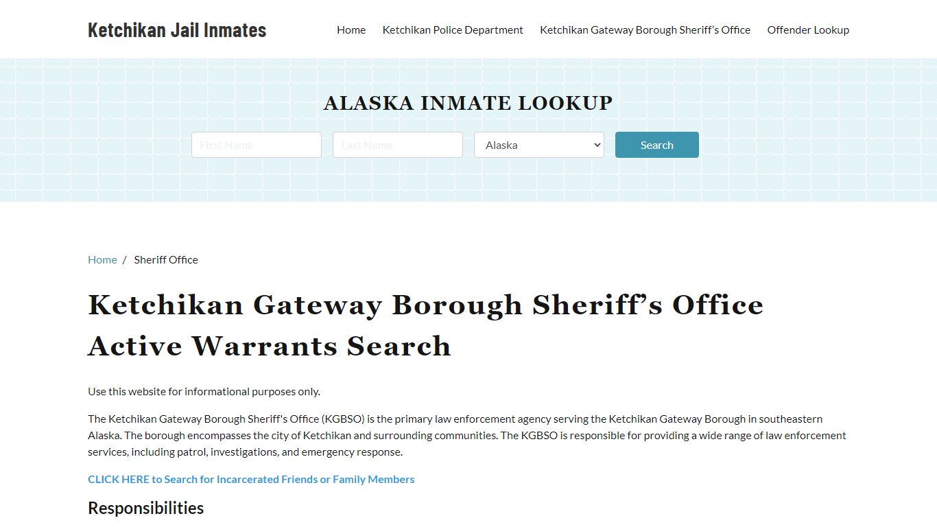 Ketchikan Gateway Borough Sheriff Office, AK Warrant Lookup