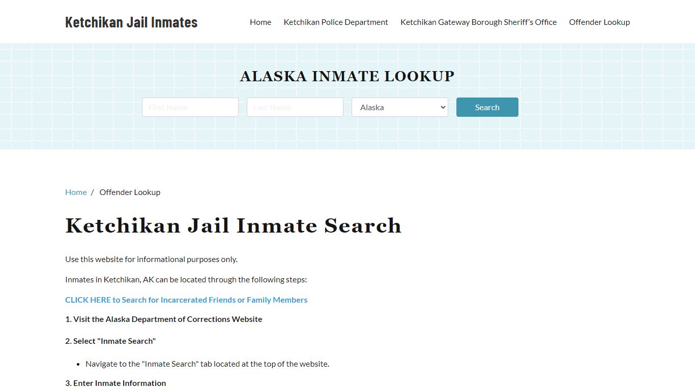 Ketchikan, AK Detainee Lookup